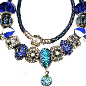 BRAND NEW authentic Pandora leather bracelet navy blue 13.5 / 13 Eurocharms